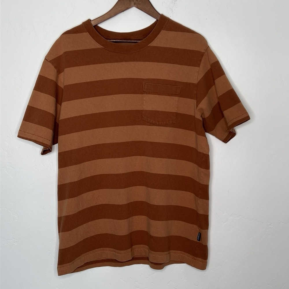 Patagonia Organic Cotton Orange Striped T-Shirt Mens Size XL Heavyweight